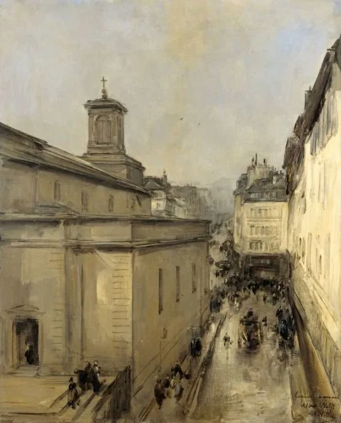 Antoine Vollon, View of the Church of Notre Dame de Lorette and the Rue Fléchier, Paris