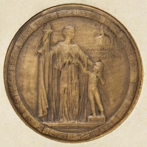 Janet Scudder, The Indiana Medal (The Admission of Indiana to the Union) [obverse]