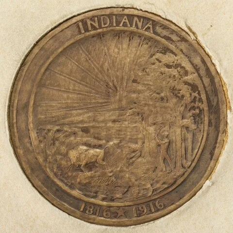 Janet Scudder, The Indiana Medal (The Admission of Indiana to the Union) [reverse]