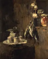 Carl Schuch, Still Life with Partridges and Cheese