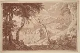 Johannes Glauber, Mountain Landscape with Two Men Resting