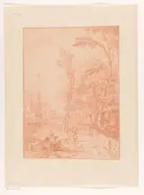 Johannes Glauber, Arcadian Landscape with Figures near an Obelisk