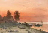 Anders Andersen-Lundby, Evening on the beach at Helleæk.