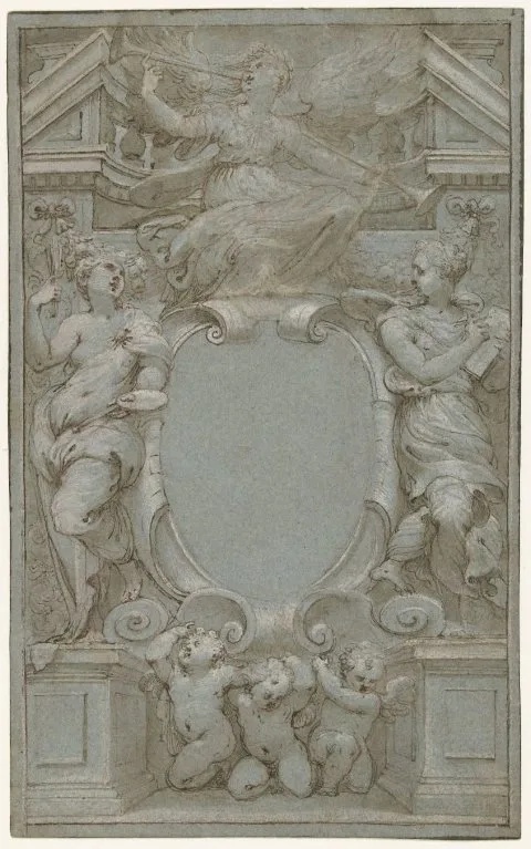 Valerio Castello, Design for a Frontispiece with the Art of Painting and Drawing