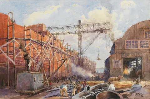 Robert Ford Gagen, Polson Iron Work Yard, Ship War Hydra on Stocks