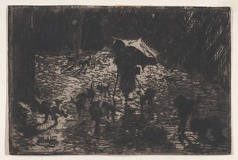 Félix Buhot, The Night Prowlers (Les Noctambules)