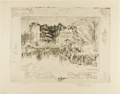 Félix Buhot, The Place des Martyrs and the Jailhouse Tavern