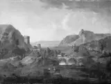 Johann Christian Vollerdt, Mountain Scenery with a River and a Bridge