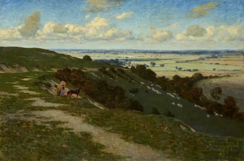 José Weiss, Bury Hill and Village with a View of the North Downs