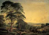 Edward John Cobbett, A Woodland Scene with a Wagon Drawn by Two Horses