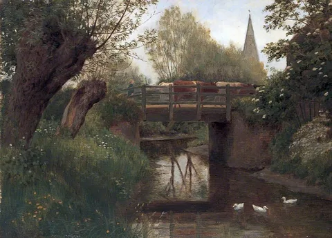 William Sidney Cooper, Cattle on a Bridge, Kent