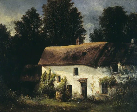 Gilbert Munger, Landscape with a Thatched, Whitewashed Cottage