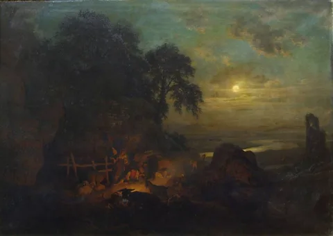 Carl Wilhelm Müller, Night picture from the Roman campagna