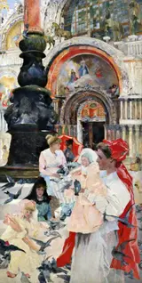 David Woodlock, Feeding the Pigeons, St Mark's Square, Venice