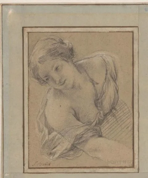 Simon Vouet, Studie van een buigende jonge vrouw