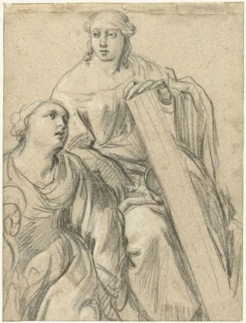 Simon Vouet, Twee vrouwenfiguren, zittend naar rechts