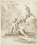 Johann Heinrich Roos, Herdersjongen met een bok spelend