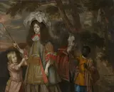 Jan Mijtens, Portrait of Maria of Orange (1642-1688), with Hendrik van Zuijlestein (d. 1673) and a Servant
