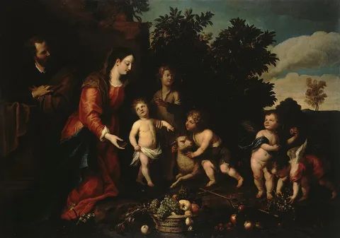 Abraham Jansz. van Diepenbeeck, Holy Family with the Infant John and Angels