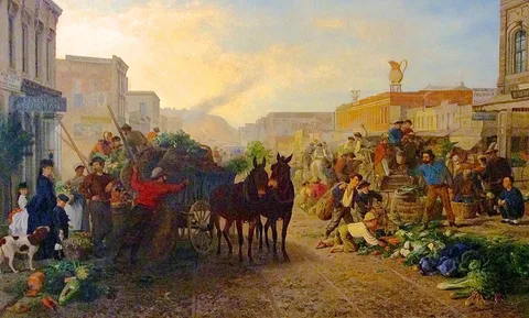 William Hahn, Market Scene, Sansome Street, San Francisco