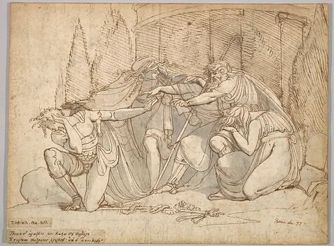 Henry Fuseli, Oedipus at Colonus, Cursing his Son Polynices