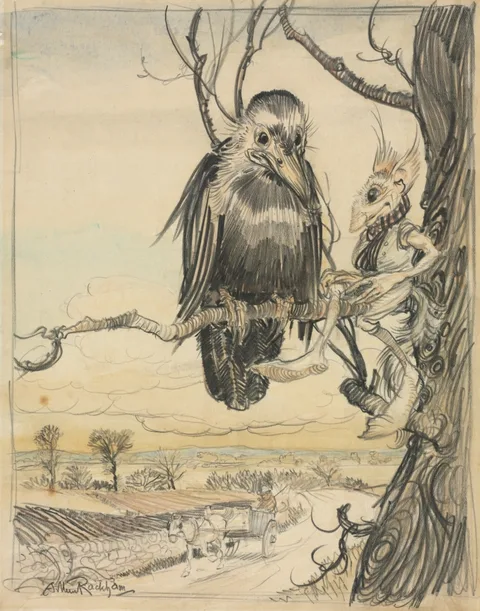Arthur Rackham, A Squirrel and a Crow