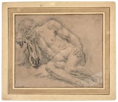 Paris Bordone, Sleeping Male Nude, perhaps for the Drunkenness of Noah