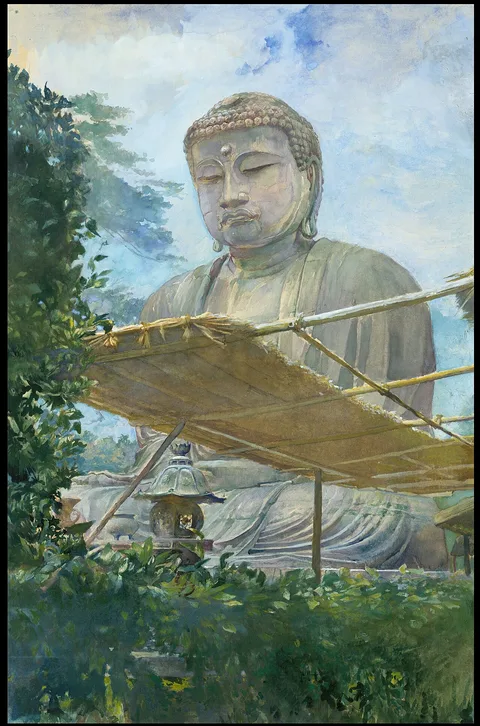 John La Farge, The Great Statue of Amida Buddha at Kamakura, Known as the Daibutsu, from the Priest's Garden