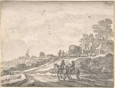 Pieter de Molijn, Landscape with Two Men on Horseback