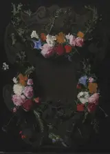 Daniel Seghers, A Stone Cartouche with a Garland of Flowers