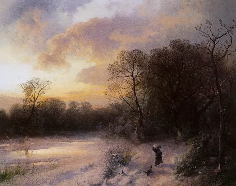 Hermann Ottomar Herzog, Daybreak on a Snowy Morning