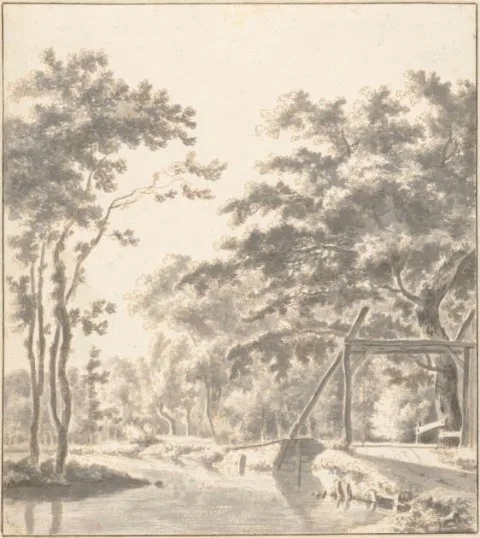 Frederik de Moucheron, Wooded Landscape with a Drawbridge