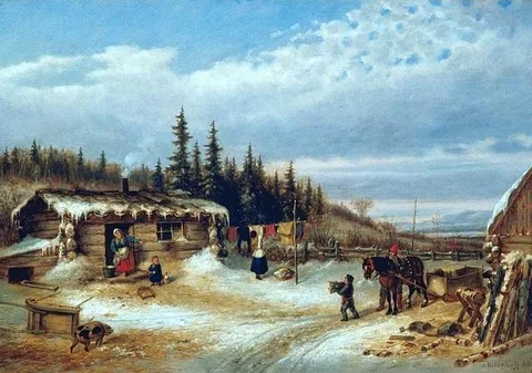 Cornelius Krieghoff, Log Hut on the St. Maurice
