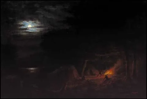 Cornelius Krieghoff, Camp Scene at Night