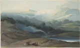George Chinnery, Cattle resting in a mountainous landscape, Bengal