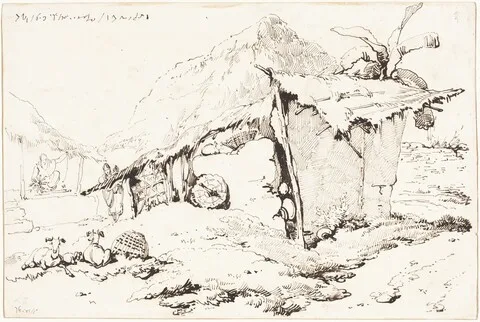 George Chinnery, A Village Hut in India [recto]