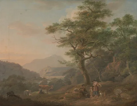 Nicholas Pocock, A Landscape with Figure