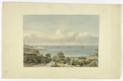 Nicholas Pocock, Mediterranean Seascape with Port