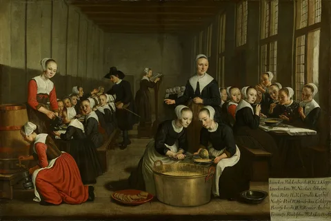 Jan Victors, Feeding the orphan girls of the Amsterdam Dutch Reformed community: Feeding the hungry, one of the seven Acts of Mercy
