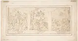 Ciro Ferri, Drawing for Ceiling Decoration Consisting of Three Panels Each Showing a Different Scene with Figures