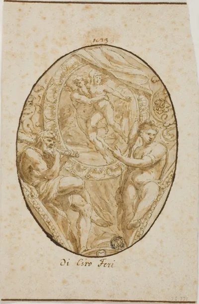 Ciro Ferri, Spandrel with Rape of Orytheia Flanked by Hercules and Omphale