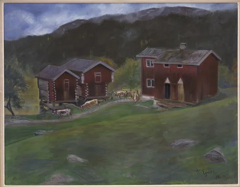 Halfdan Egedius, Farmyard at Åse in Telemarken, Norway