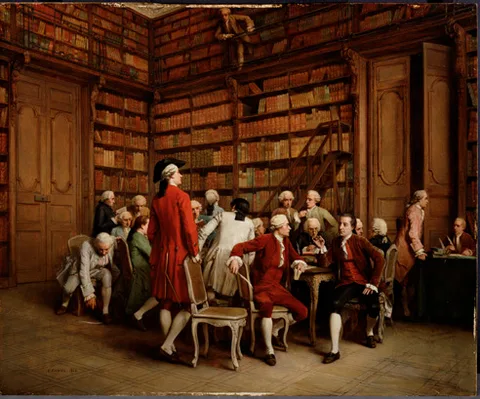 Eugène Fichel, De encyclopaedisten in de bibliotheek van de koning