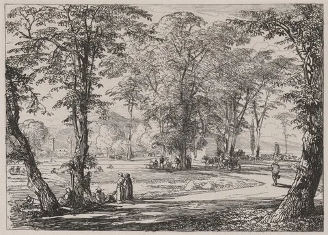 Caspar Scheuren, Village Scene with Workers in a Field and at Rest
