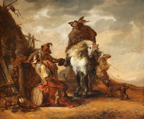 Matthias Scheits, Soldiers in front of a sutler's tent