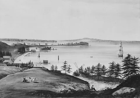 William Guy Wall, The Bay of New York Looking to the Narrows and Staten Island, Taken from Brooklyn Heights