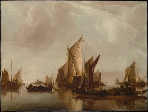 Jan van de Cappelle, A State Yacht and Other Craft in Calm Water