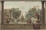 Isaac de Moucheron, An Italianate Garden with a Parrot, a Poodle, and a Man