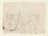 Pieter van Bloemen, Schets van een paardenslee met vier figuren