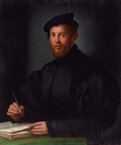 Bronzino, Portrait of a young Man in black with a book